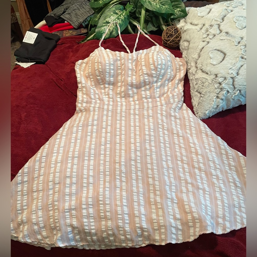 💗 CITY STUDIO CUTE LIL SUNDRESS Pink and White Juniors 13 mini above knee EUC